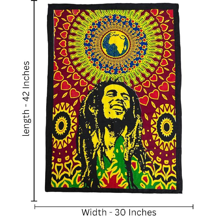 Third Eye Export Cotton Bob Marley Poster One World 42x30 – Hippie Decor Wall Hanging For Bedroom Wall Decor | Boho Tapestry | Boho Aesthetic Bob