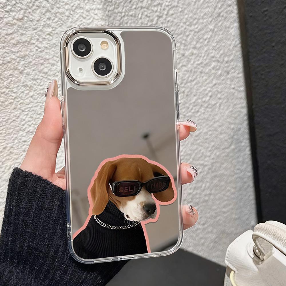 Cute Kitten Pattern With Mirror Phone Case For IPhone 17 Pro Max 16 13 11 15 14 12 Air 16 17 15 Fashion Protective Funda Cover