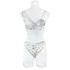 Summer European & American Floral Knit Sexy Underwear Set with Steel Ring