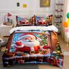 Santa with Gifts and Snow Scene Bedding Duvet Cover Set Duvet Cover Pillowcases (1*Duvet Cover 2*Pillowcases, Without Duvet Insert)