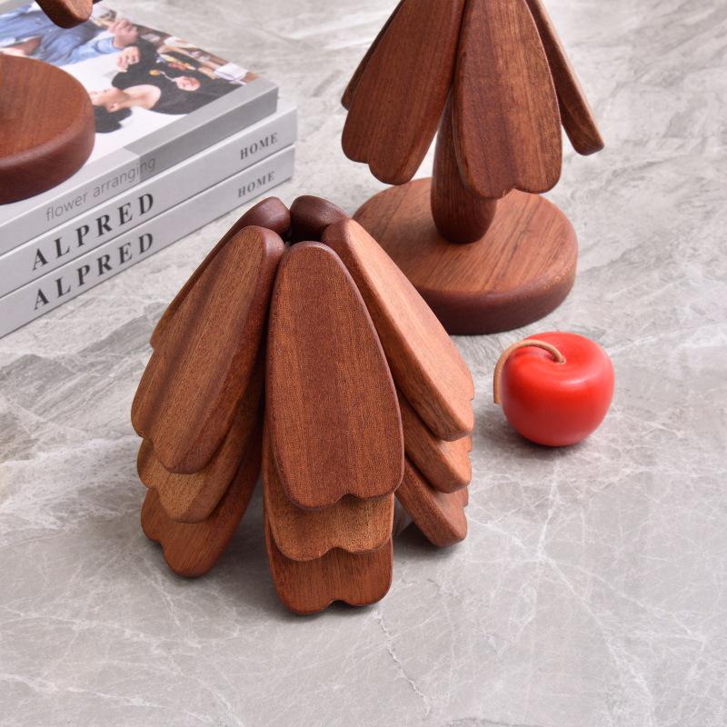High-End Solid Wood Christmas Tree Table Mat - Heat Resistant Pot and Dish Pad, Decorative Ornament