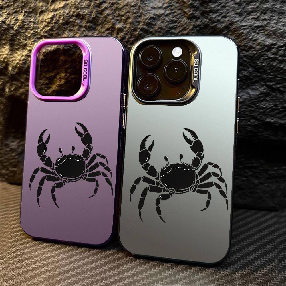 Black Crab Silhouette Art Phone Case for Iphone 16 15 14 13 12 11 Pro Max Mini Shockproof Anti-Scratch Protective Hard Cover