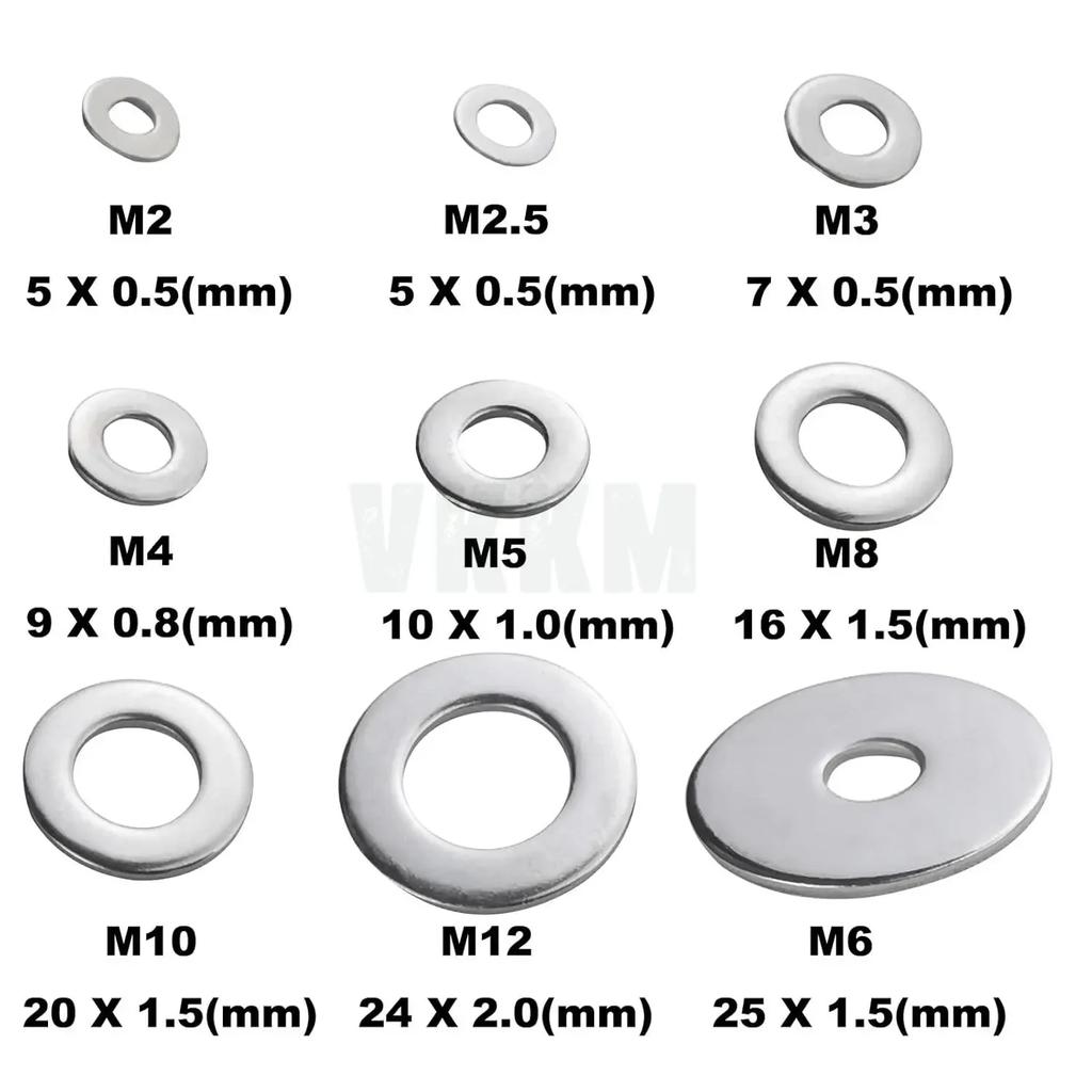 400/200/100pcs Lock and Flat Washer Assortment Kit Stainless Steel M3 M4 M5 M6 M8 M10 Spring Lock Washers and Flat Washers Set