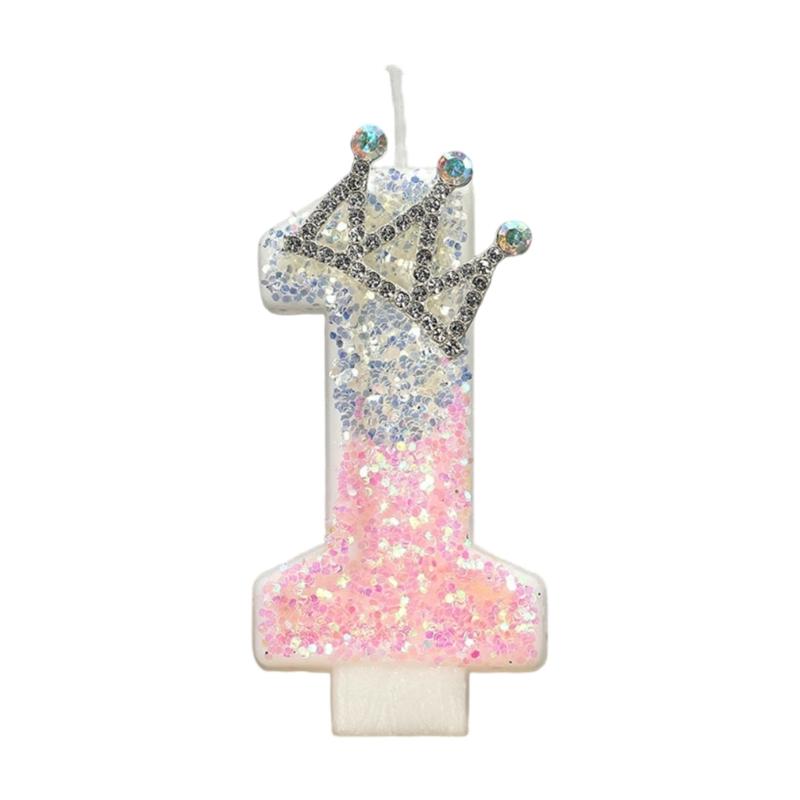 Birthday Candle Pink Crown Number Cake Candle,Birthday Cake Toppers Cupcakes Decorations Anniversary Celebrations Supplies