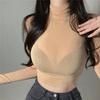 Top Fashion Sexy See-through Bodycon Chest-Highlight Turtleneck Long Sleeves Bottoming Shirt T-shirt Short Top Female Sexy Tee