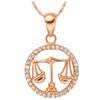 Rose Gold Color Twelve Constellations Zircon Pendant Necklace Female Jewelry