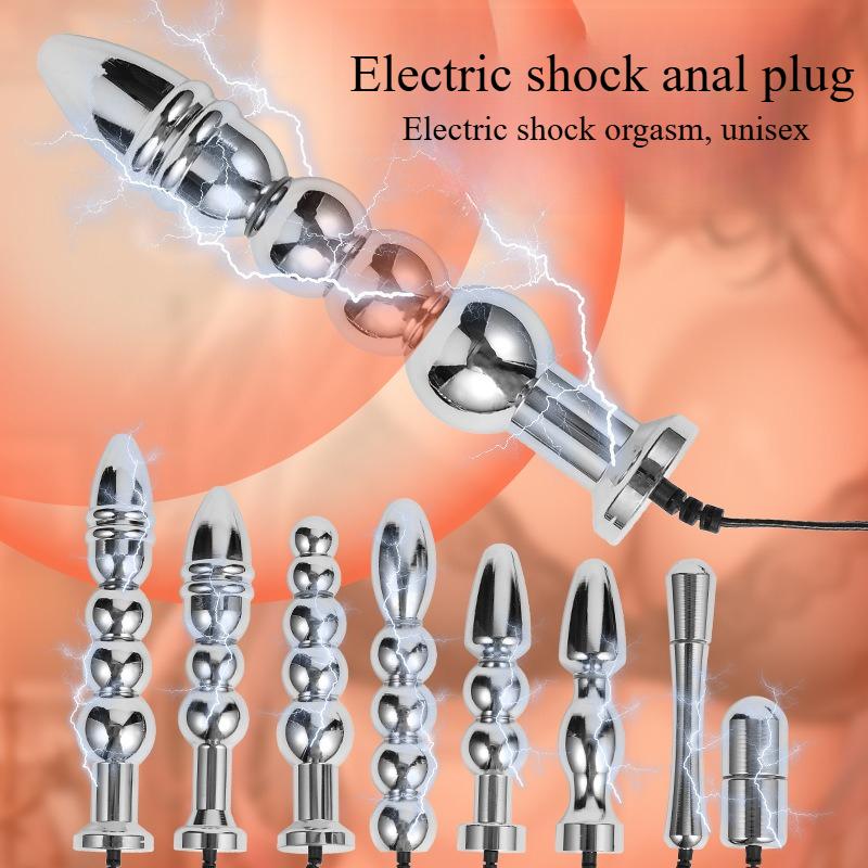 Bipolar Electric Shock Anal Plug Vaginal Butt Plug Orgasm Masturbation Adult Sex Toy Metal Electrode Buttplugs Anal Massager