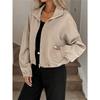 Womens Winter Coat High Neck Zip Drawstring Hem Pocket Loose Baseball Jacket For Fall And Winter Casual Style Outerwear