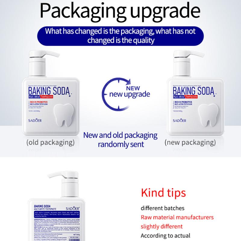 Pump Toothpaste SADOER Baking Soda Probiotics Clean Teeth Mouth Fresh
