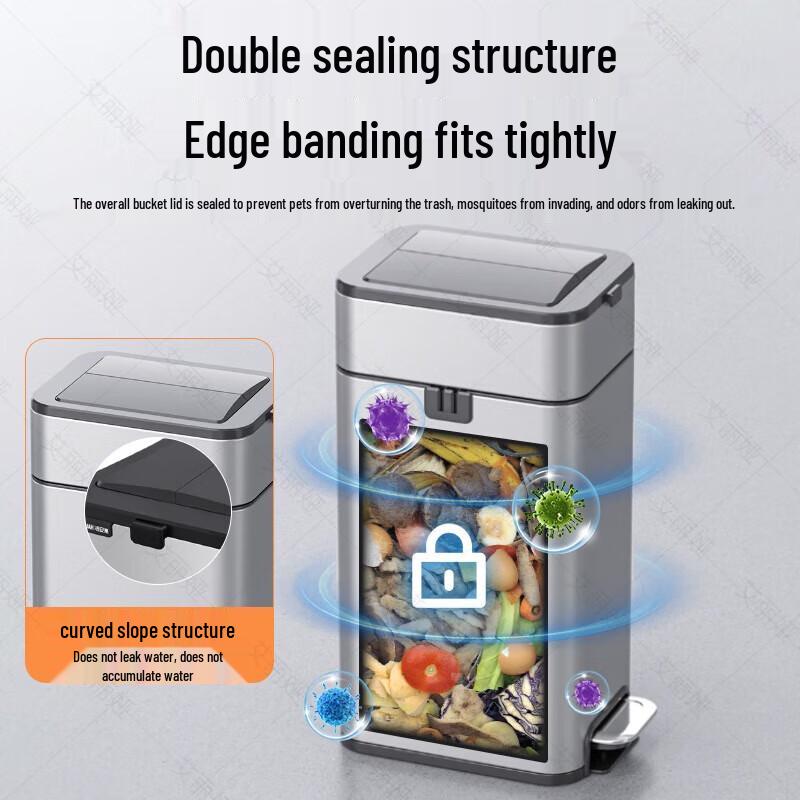 GENFIELD Automatic Packing Stainless Steel Foot Pedal Trash Can