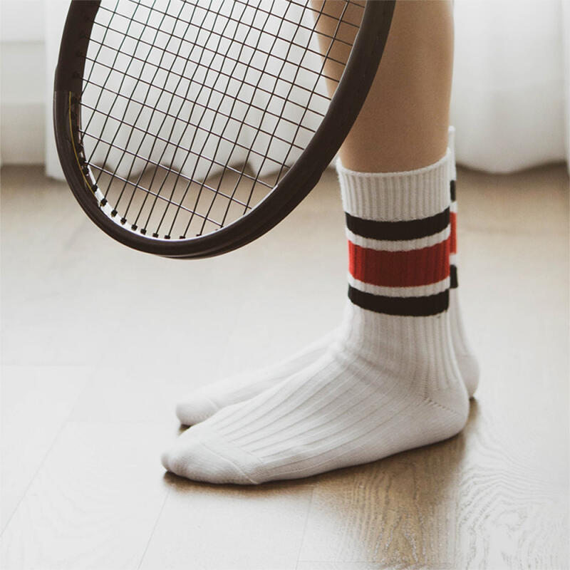 Unisex Red/Black Knit Lip Socks White rssw082