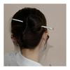 Kanzashi Hair Stick with Natural Stone (Rose/Ash Pink) - 17cm Brass Gold Plated, Simple Hair Accessory for Yukata, Kimono, Daily Wear, Gift for Women