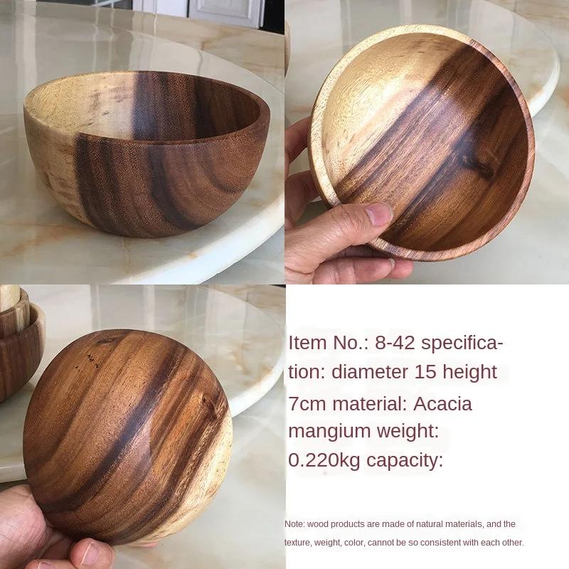 

Салатниця з деревини акації - Круглий та креативний дизайн, Виготовлена з цільної деревини, Ідеальна для сервірування