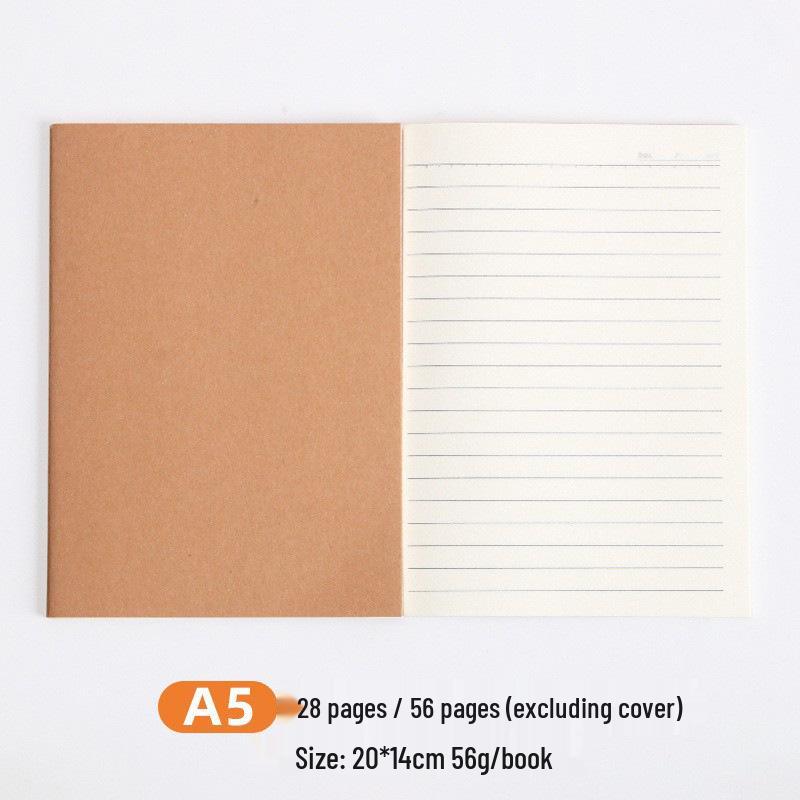 Thickened Cowhide Paper Student Notebook - Horizontal Line, Stitched Binding, Office Diary