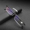 Anti Blue Light Reading Glasses Men Women Black Glasses Farsightness Alloy Frame Eyeglasses With Case Diopter +1.5+2