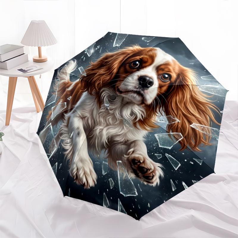 1 PC Automatic Folding Umbrella - Cute Pet Puppy Pattern, Portable & Foldable Design with 8 Ribs, Christmas Birthday Gifts