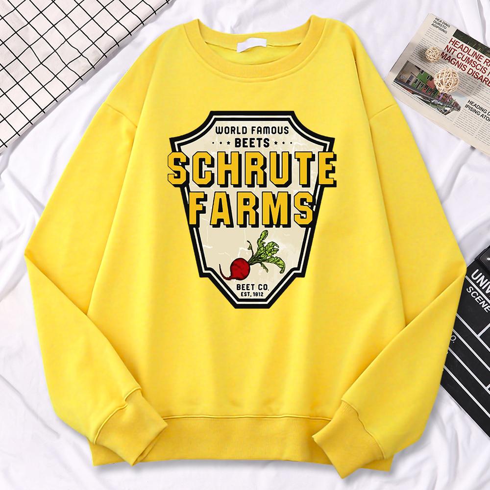 Simple Winter Women Pullovers World Famous Beets Schrute Farms Crop Printing Hoodie Loose Crewneck Sweatshirt Warm Tops