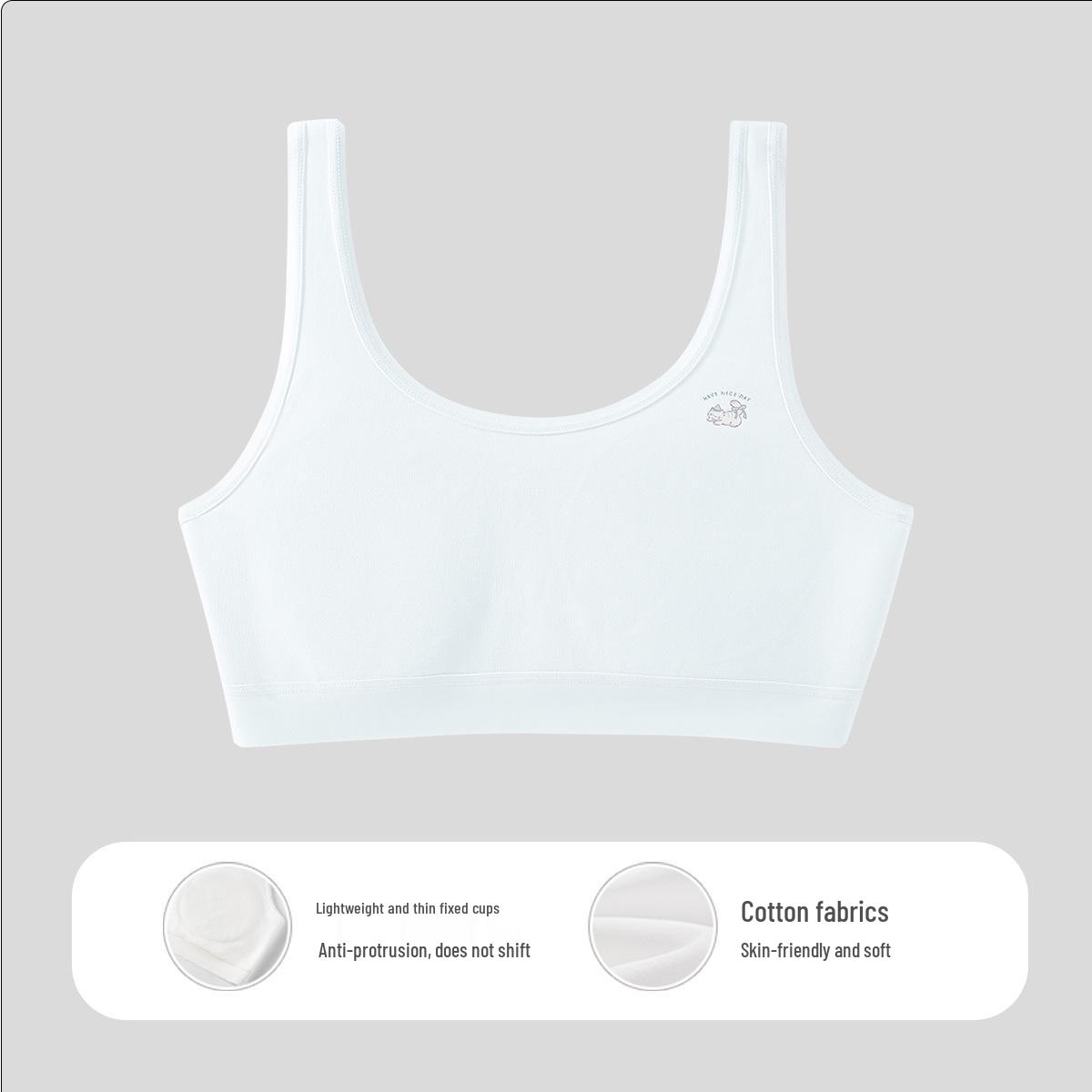 Stage 1 Girls Cotton Training Bra, Ages 7-12 - Breathable, Anti-Bulge, A-Class Vest M (65-80 lbs)