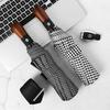 Ten-bone windproof umbrella three-fold automatic umbrella folding umbrella men's solid wood plaid umbrella