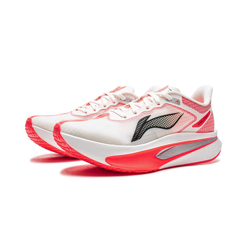 Li Ning Feidian 6 Challenger Atmungsaktiv Niedrig geschnitten Karbonplatte Laufschuhe Damen Champagner Weiß ARMW004-7