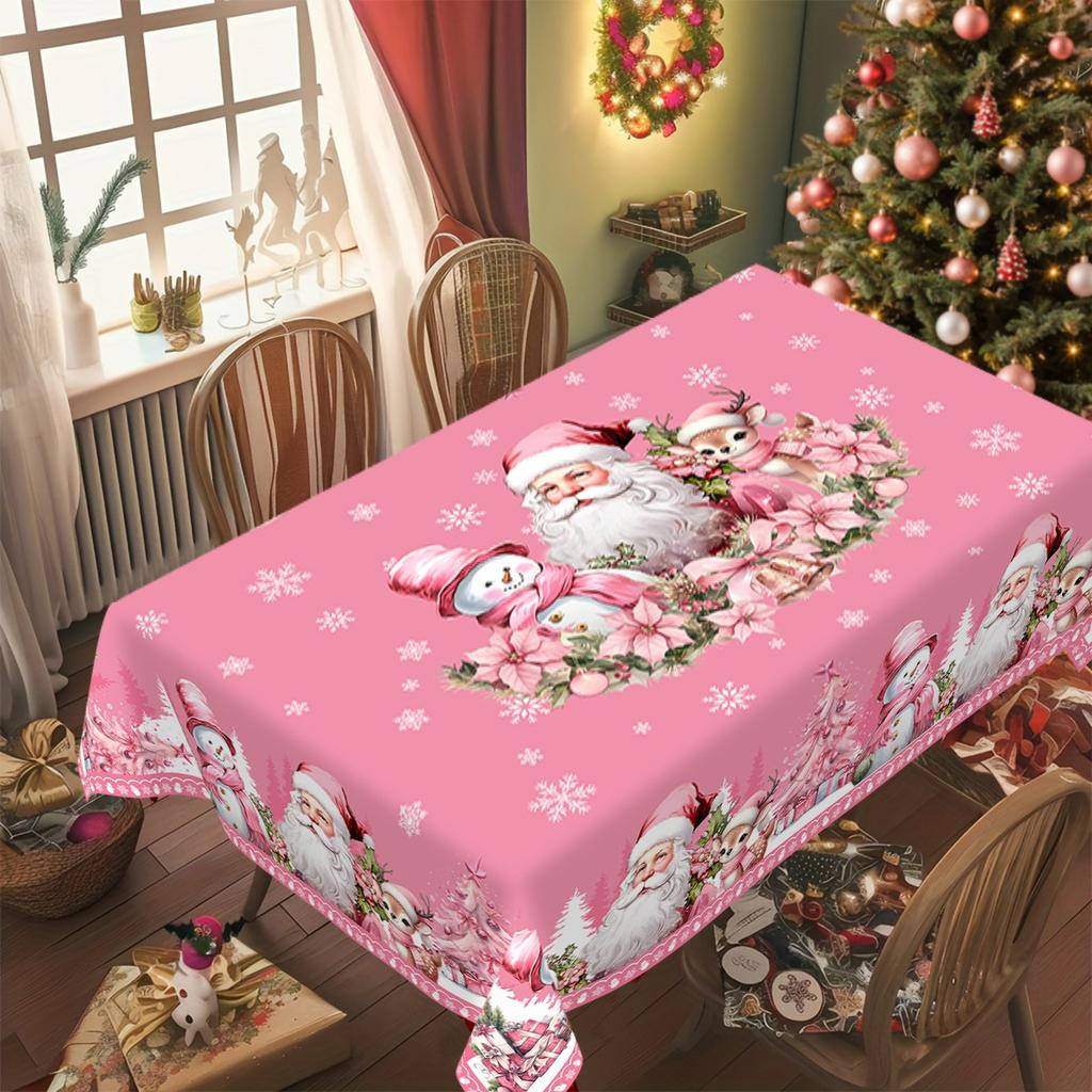 Pinke Frohe Weihnachten Weihnachtsmann Tischdecke Winter Weihnachten Hochzeitsfeier Deko Esszimmer Tischdeko Navidad Dekorationen 2025