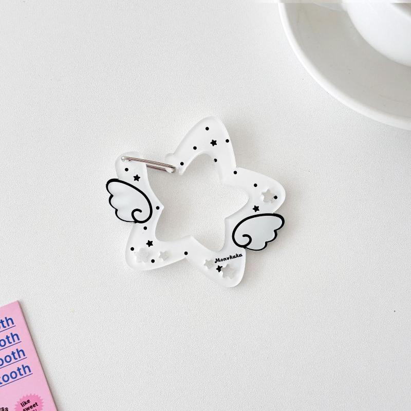 Cute Ins Style Wings Star Carabiner Diy Keychain Bag Charm Backpack Pendant Handbook Acrylic Package Hanging Keychain Decoration