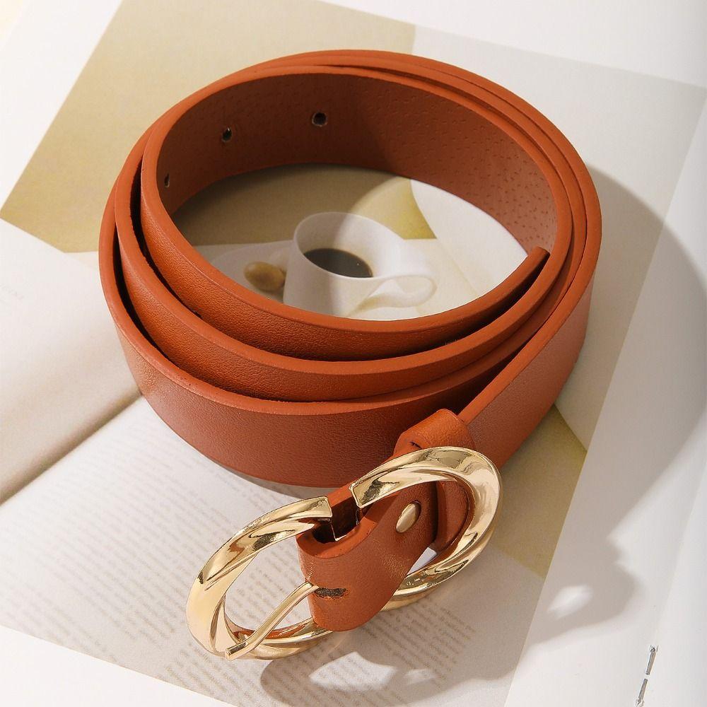 Casual Double D Buckle Waistband Simple Waist Strap Women Fashion Leather Belt  Waist Decoration