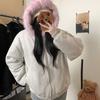 Palton American Stil Simplu din Piele Ecologică cu Guler de Blană pentru Femei, Jachetă Groasă Încălzită de Iarnă