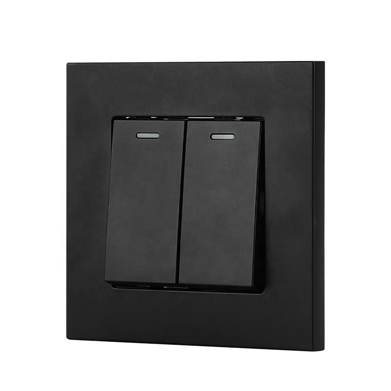 White Black Greg Gold Silver Color Plate 86*86mm EU Standard 2 Gang 1 Way 2 Way Wall Switch Safety Electric Switch (Gold,86*86mm&Eu Standard) золотой