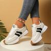 Women's Platform Daddy Shoes - Colorblock Round Toe Lace-Up Sneakers, Comfortable Cushioned Sole Walking Shoes for Ladies