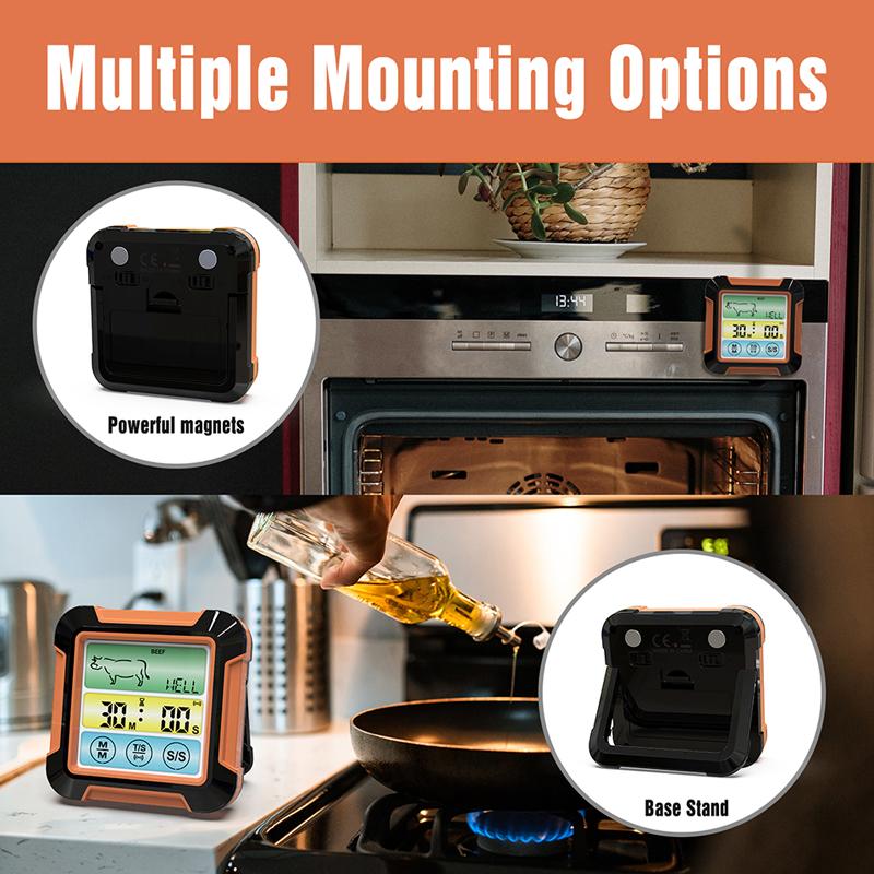 Digital Food Thermometer Kitchen BBQ Baking Thermometer Oven Meat Thermometer Stainless Steel Probe Alarm Timer Cooking Tools