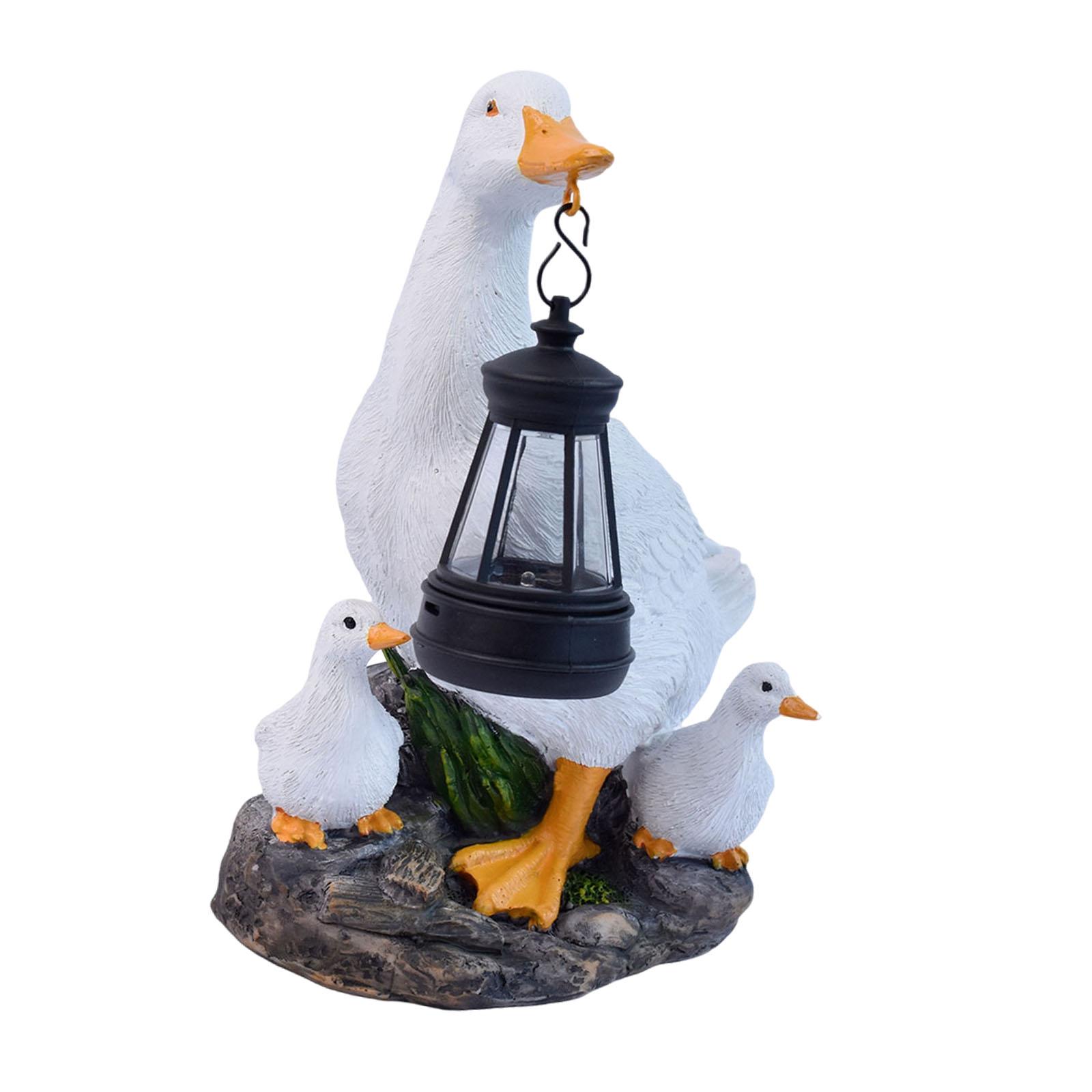 Солнечная Утка Садовая Скульптура Влагостойкая Смола Декоративная Статуя для Уличной Террасы и Украшения Пруда 15x9x20.5cm