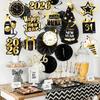 Happy New Year Party Hanging Swirls 22Pcs New Year Countdown Clock Theme Ceiling Streamers for 2026 New Years Eve Party Decorations Midnight