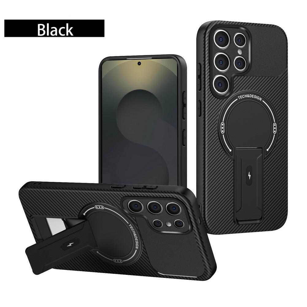 Carbon Fiber Invisible Stand Holder Magnetic Case for Samsung S25 Ultra S25 Edge Galaxy S24 FE A17 A16 A06 A26 A16 A15 A05 Cover