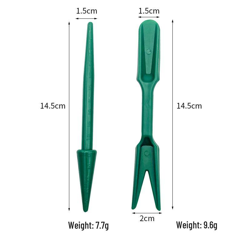 Garden Seedling Hole Puncher with Long Handle - Plastic Planter Tool for Planting and Digging