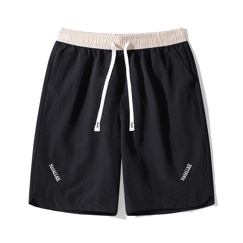 

Повседневные шорты Мужские брюки длиной три четверти Летние тонкие свободные Ледяной шелк Быстросохнущие Мужские спортивные брюки M чёрный