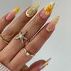1 Set 3D Press On Nails Easy Removal Almond French Tip Stick-on Fake Nails Full Cover Glue On False Nails Women DIY Manicure Supplies