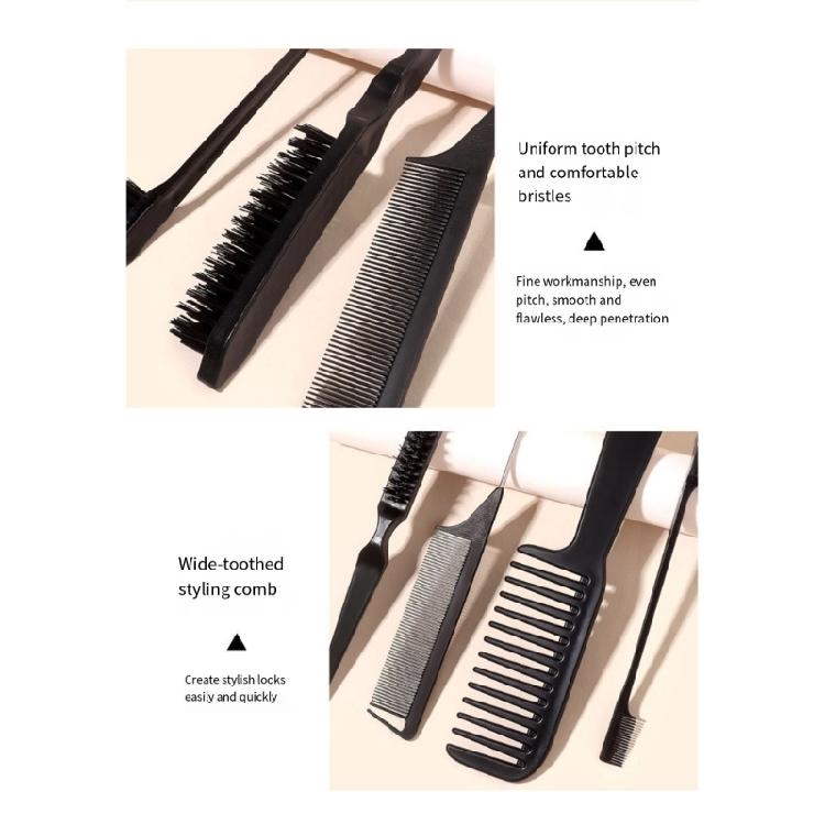 4cs Hair Brush Set Edges Control Brush,Ratted Tail Comb,Bristles Hair Brush Detangler Brush Wide Tooth Comb Travel Home
