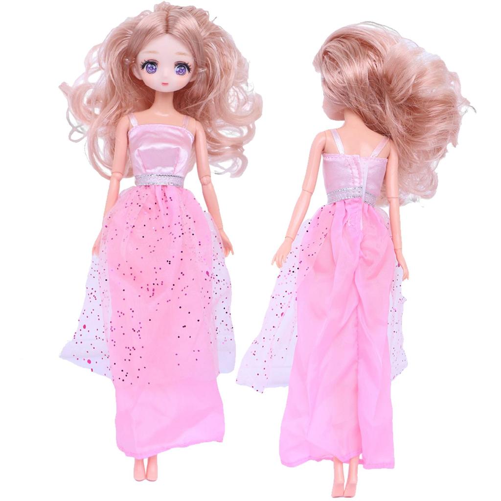 Random 29 Pcs/Set Doll Clothes for 11.5'' Doll Clothes 1 Doll Body and Head 1 Gown 10 Mini Dresses 5 Shoes 12 Accessories Kids Toy Accessories