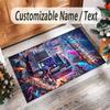 Truck Theme Crystal Velvet Rug Personalized Custom Name Text Soft Floor Mat Home Decor