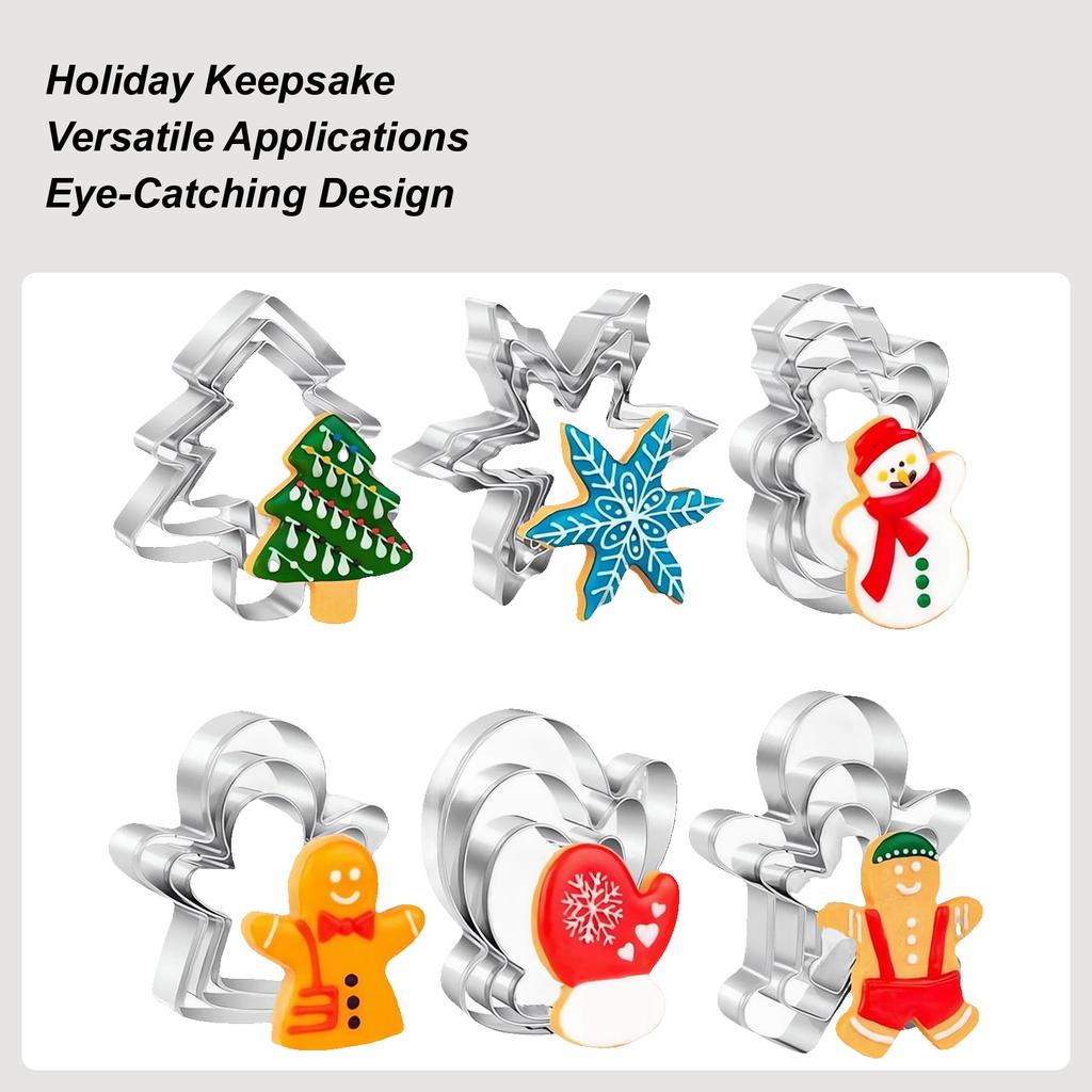 Christmas Cookie Cutters Moulds Stainless Steel Xmas Theme Biscuits Mold DIY Dessert Pastry Decoration Baking Tools
