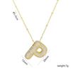 Elegante Collana con Ciondolo Alfabeto in Oro 18 Carati Placcato Zircone