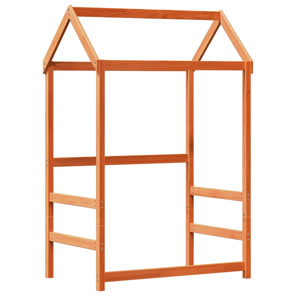 Solid Pine Wood Bed with Roof Wax Brown 75 x 190 cm