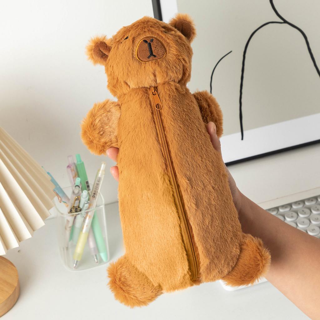 Cute Plush Capybara Pencil Pouch With High Capacity For School And Travel Gift