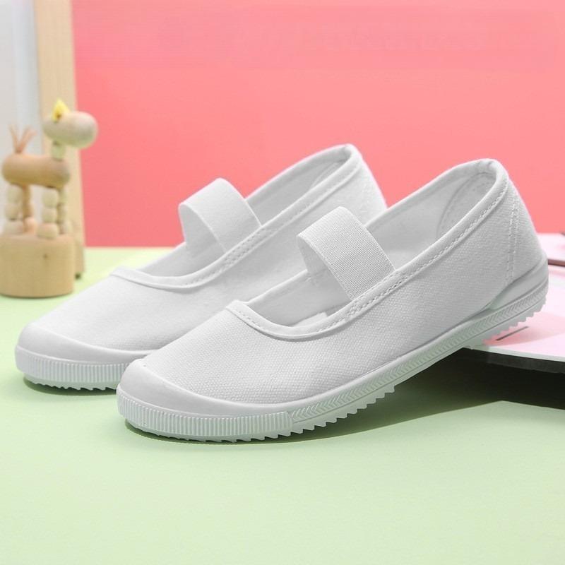 Sapatos de Dança para Crianças Tênis de Lona Respiráveis para Bebês Sapatos Brancos para Ginástica Indoor Fantasias Sapatos de Lona para Dança