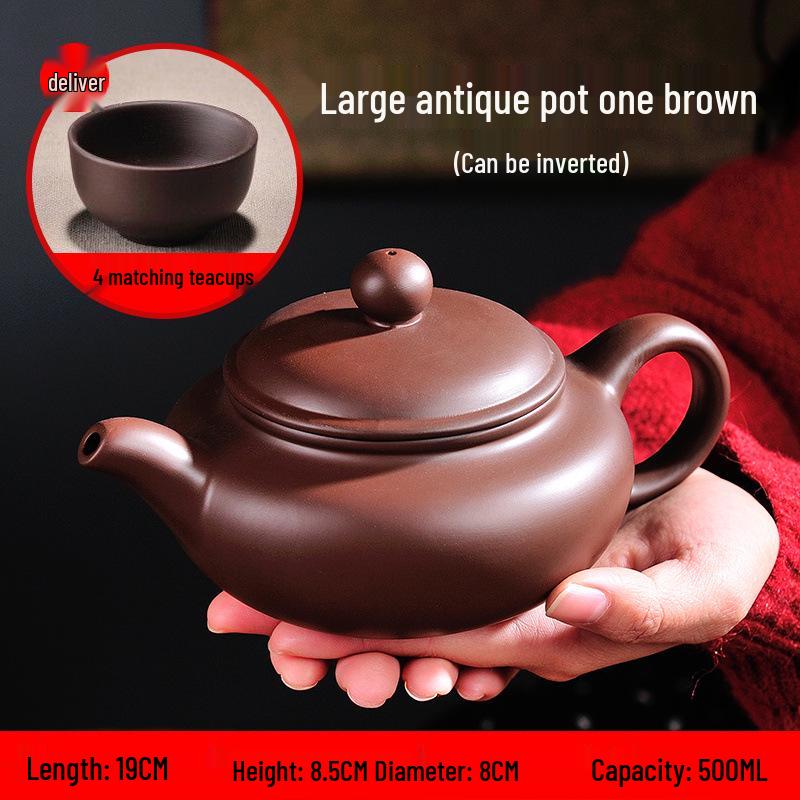 Yixing Large Capacity Purple Clay Teapot with Tea Cup Set for Home Use, Single Pot Kung Fu Tea Set.