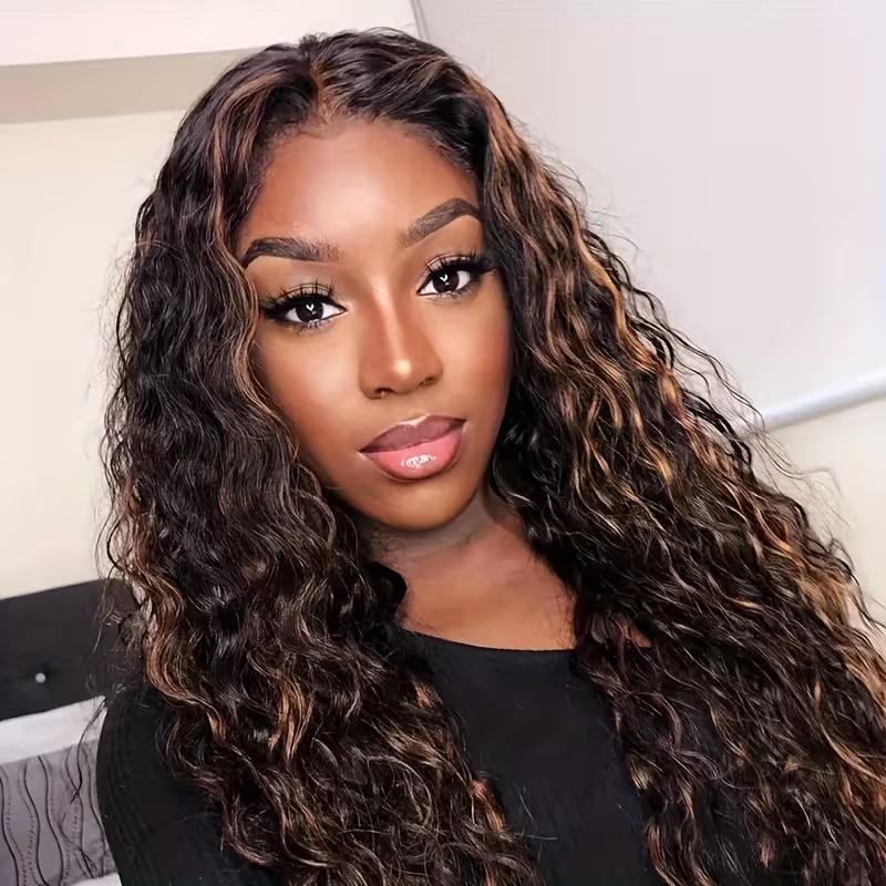 1B30 Highlight Curly Human Hair Wigs