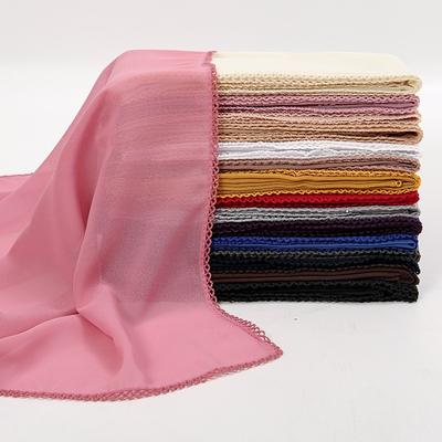 Maleisië en Indonesië heetverkocht nieuw effen kleur tandrand parel chiffon bubbel handdoek Midden-Oosten populair zacht ademend hoofddoek vrouwen