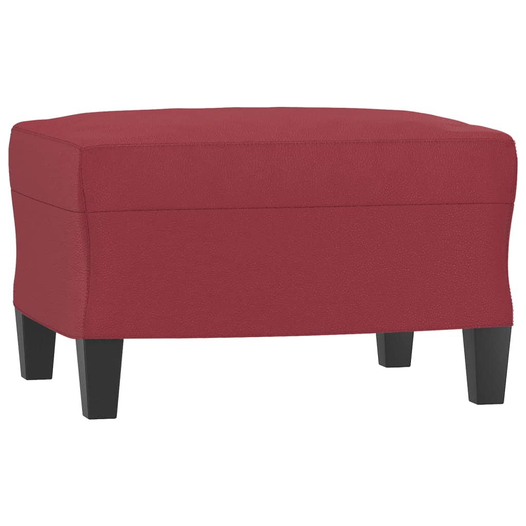 3 Seater Sofa with Ottoman in Burgundy 180 cm Artificial Leather
