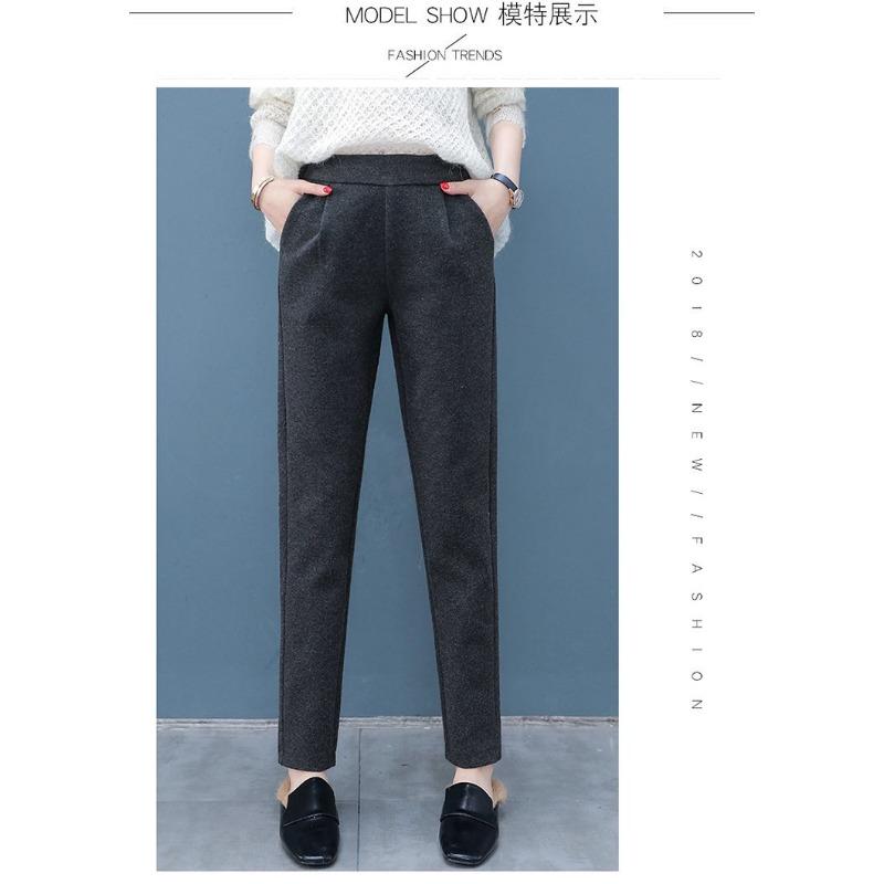 

2024 Осень и зима Новые шерстяные брюки Брюки-карандаш с высокой талией Свободные брюки Повседневные брюки-харлан Женская мода Элегантная простая одежда с карманами 1896 2XL темно-серого